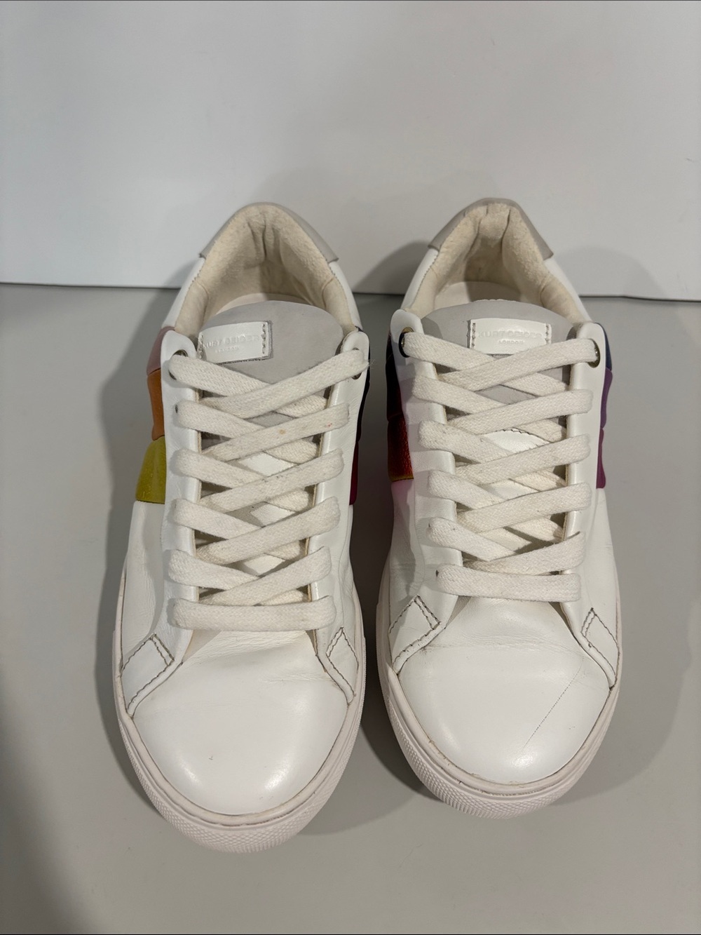 Kurt Geiger Lane Rainbow Leather Sneakers White Metallic Size 6.5/7 - Picture 5 of 14